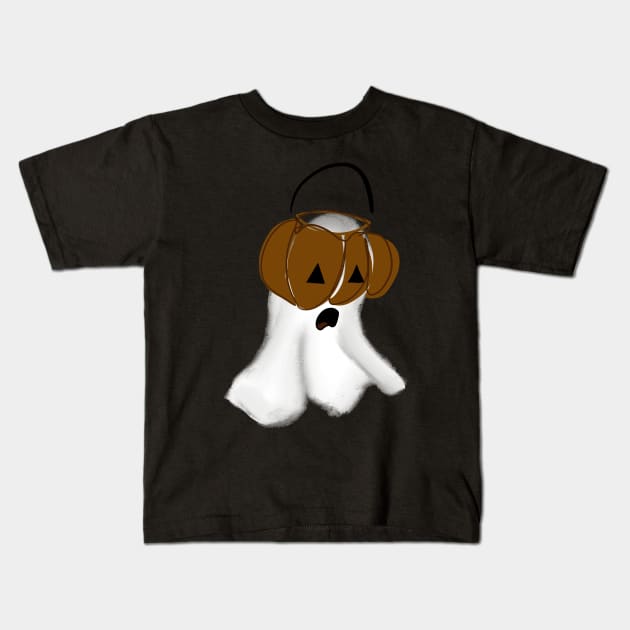 Ghost Pumpkin Kids T-Shirt by Waynette Artistry 